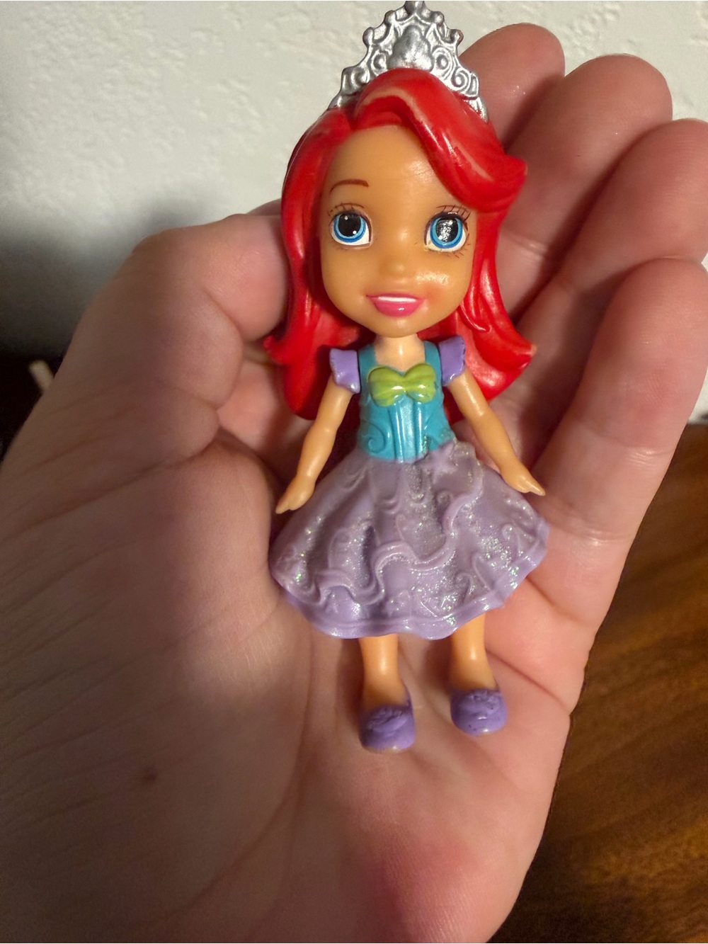 Disney Ariel Toddler Doll Figure Purple Blue Dress 3.5”